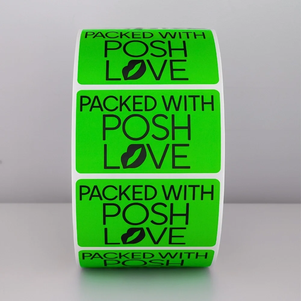 Packed With Posh Love Stickers | Purple Lips Labels for Poshmark Packaging